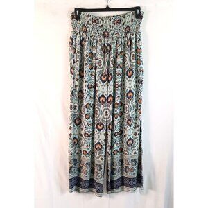 Classic Concepts Wide Leg Cropped Pants XL Floral Paisley Blue NWOT Comfy